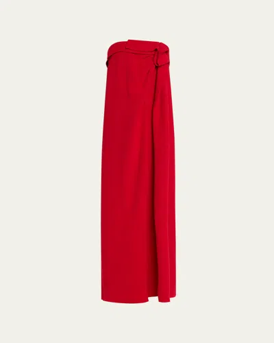 Heirlome Manuela Strapless Gathered Maxi Dress In Red