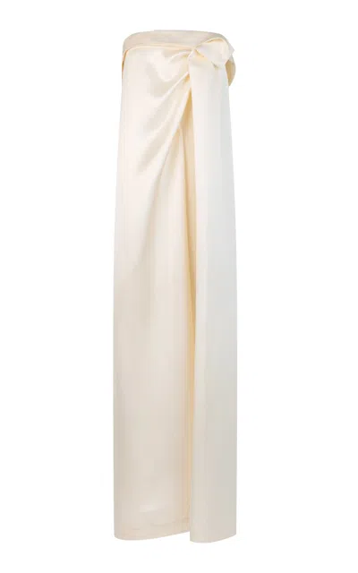 Heirlome Manuela Strapless Silk-satin Gown In Ivory