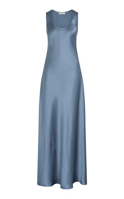 Heirlome Margot Silk Maxi Dress In Blue
