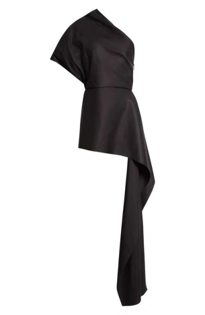 Heirlome Marianne One Shoulder Silk Top In Black