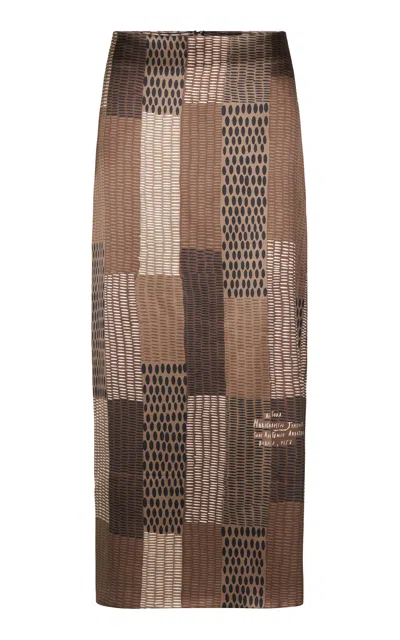 Heirlome Maricarmen Silk Midi Skirt In Brown