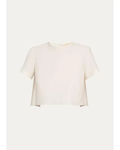 Heirlome Mariel Wool-silk Faille Full Crop Top In Ivory