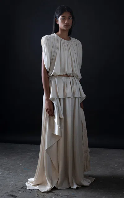 Heirlome Maude Silk Maxi Skirt In Neutral