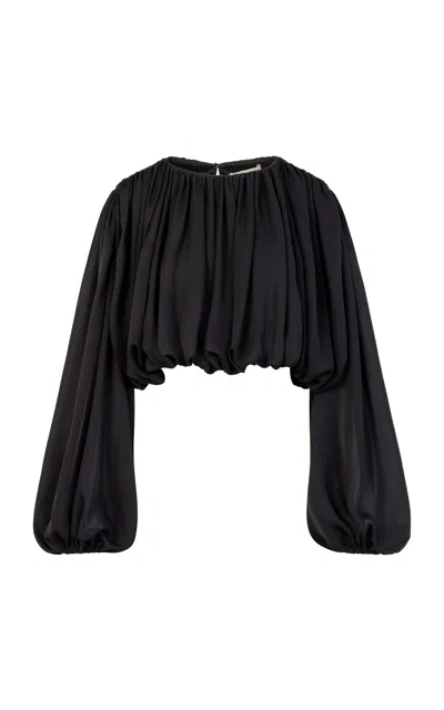 Heirlome Michele Draped Silk Top In Black