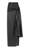 Heirlome Mila Draped Silk Maxi Skirt In Black