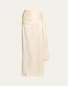 Heirlome Mila Draped Silk Maxi Skirt In Bone