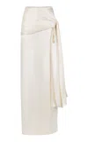 Heirlome Mila Draped Silk Maxi Skirt In Off-white