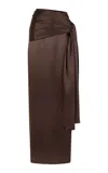 Heirlome Mila Silk Maxi Skirt In Brown