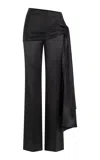 Heirlome Mila Tie-detail Silk Straight-leg Pants In Black
