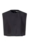 Heirlome Milagros Boxy Silk Crop Top In Black