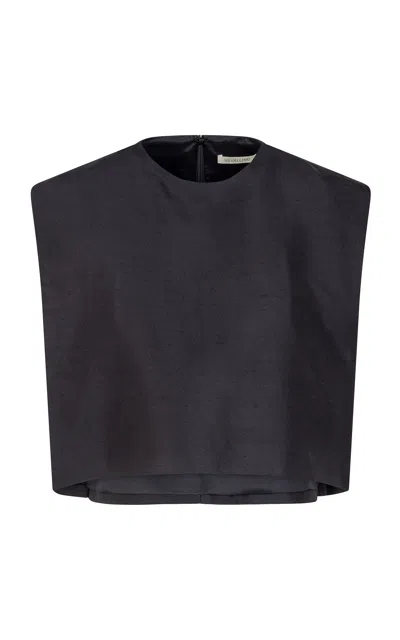 Heirlome Milagros Boxy Silk Crop Top In Black