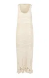 Heirlome Ophelia Crocheted Silk Maxi Dress In Ivory