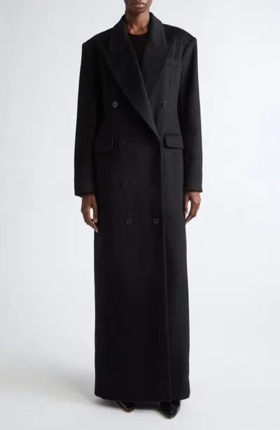 Heirlome Pascal Double Breasted Camel Hair Coat In Black