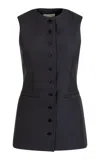 Heirlome Paulina Botton-down Wool-silk Top In Black