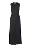 Heirlome Pauline Pleated Wool-silk Maxi Dress In Black