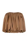 Heirlome Penelope Draped Silk Top In Tan