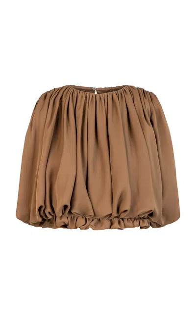 Heirlome Penelope Draped Silk Top In Tan