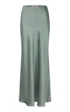 Heirlome Perla Silk Maxi Skirt In Green