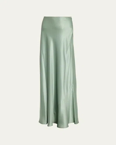 Heirlome Perla Silk Satin Maxi Skirt In Green
