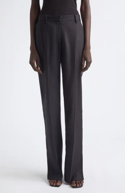 Heirlome Petula Split Hem Silk Trousers In Black