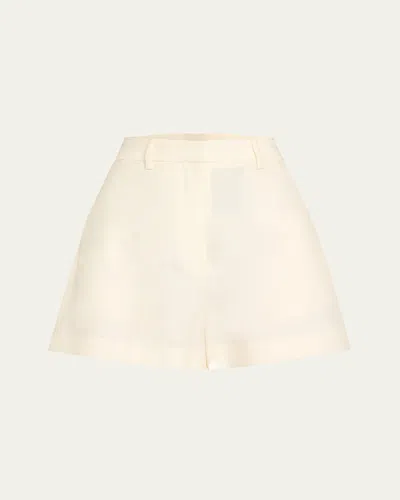 Heirlome Pilar High-rise Wool Silk Shorts In Ivory