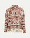 Heirlome Rodrigo De La Cruz Silk Button-down Shirt In Currantivory Multi