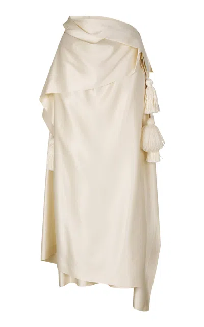 Heirlome Rosario Tasseled Silk Maxi Skirt In Neutral