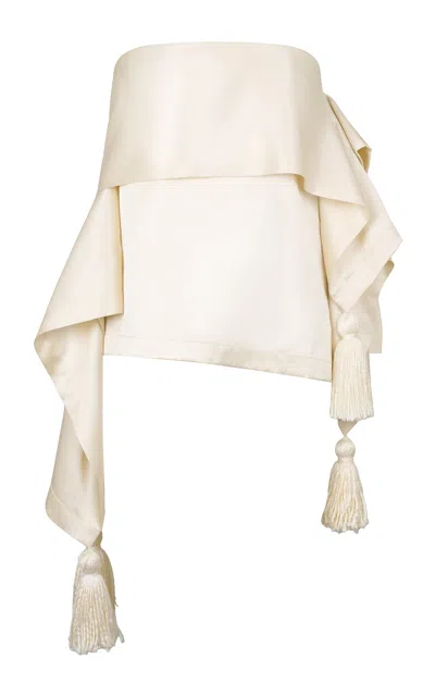 Heirlome Rosario Draped Silk Strapless Top In Silver