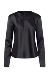 Heirlome Ruth Crewneck Silk Top In Black