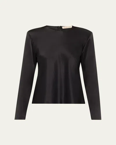 Heirlome Ruth Crewneck Silk Top In Black