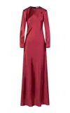 Heirlome Ruth Long-sleeve Silk Gown In Burgundy