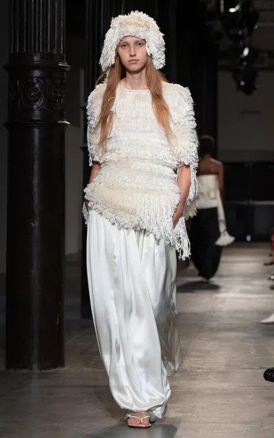 Heirlome Salina Silk Wide-leg Pants In White
