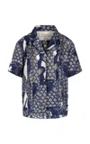 Heirlome Santos Guayabera Printed Linen-silk Shirt