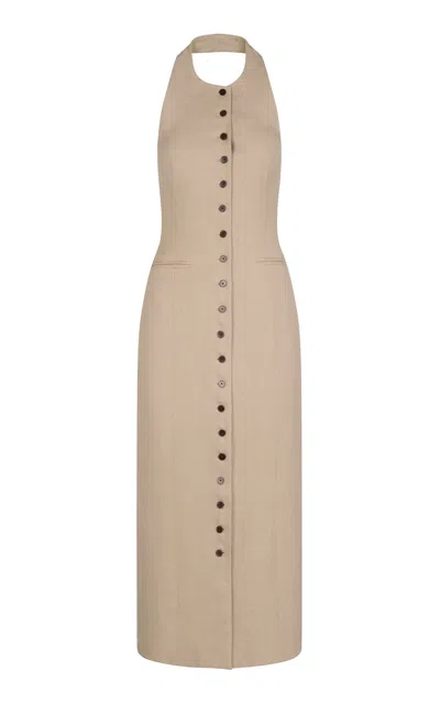 Heirlome Sarah Linen-blend Midi Dress In Neutral