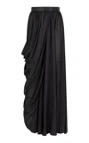 Heirlome Seraphina Draped Silk Maxi Skirt In Black