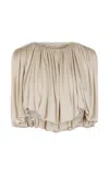 Heirlome Serena Pleated Silk Top In Neutral