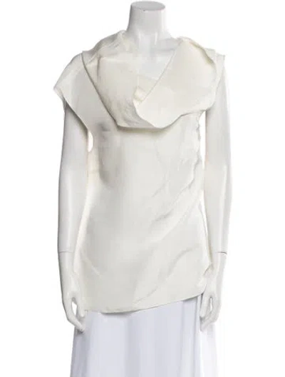 Pre-owned Heirlome Silk Cowl Neck Blouse In Neutral