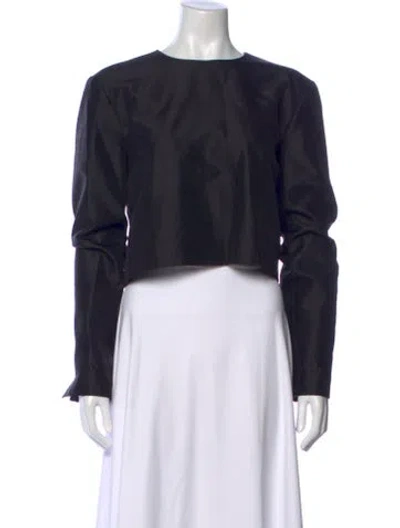 Pre-owned Heirlome Silk Crew Neck Crop Top W/ Tags In Black
