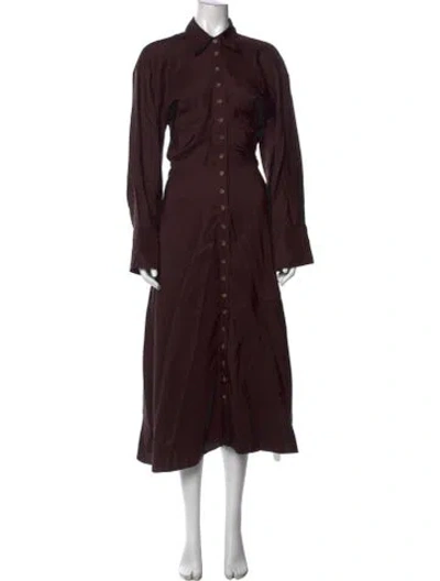 Pre-owned Heirlome Silk Long Dress In Brown