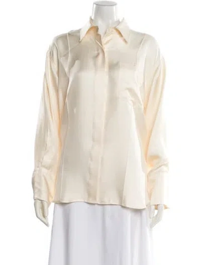 Pre-owned Heirlome Silk Long Sleeve Button-up Top W/ Tags In Neutral