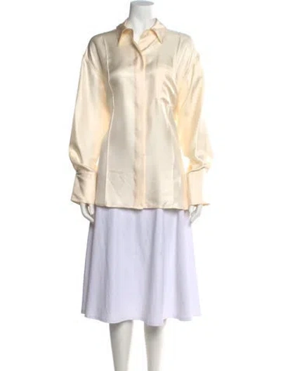 Pre-owned Heirlome Silk Long Sleeve Button-up Top W/ Tags In Neutrals