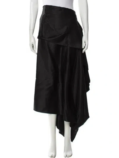 Pre-owned Heirlome Silk Midi Length Skirt In Black