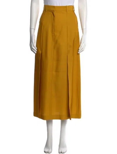 Pre-owned Heirlome Silk Midi Length Skirt W/ Tags In Yellow