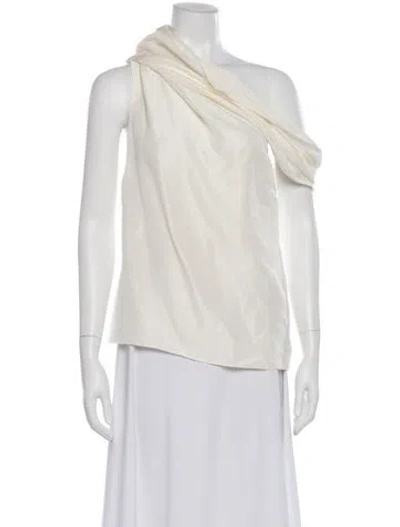 Pre-owned Heirlome Silk One-shoulder Top In Neutral