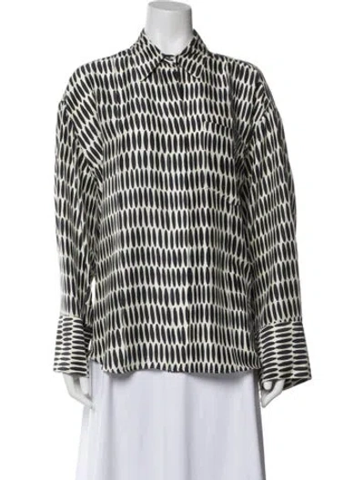 Pre-owned Heirlome Silk Printed Button-up Top In Multi