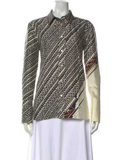 Pre-owned Heirlome Silk Printed Button-up Top In Multi