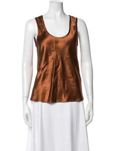 Pre-owned Heirlome Silk Scoop Neck Top In Brown