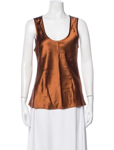 Pre-owned Heirlome Silk Scoop Neck Top In Brown