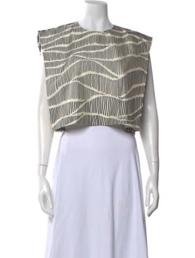 Pre-owned Heirlome Silk Striped Crop Top W/ Tags In Neutrals