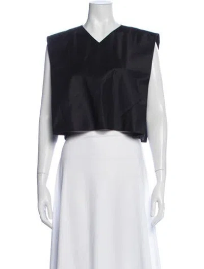 Pre-owned Heirlome Silk V-neck Crop Top In White